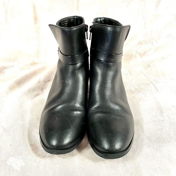 BLACK LEATHER ANKLE BOOTS by ALDO SIZE 8.5 - Picture 2 of 6